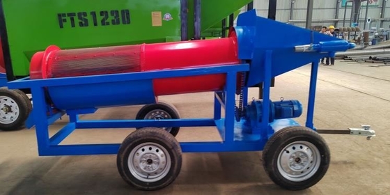 Προσαρμοσμένο Voltage Mobile Rock Ore Drum Trommel Screener για επεξεργασία ορυχείων χρυσού