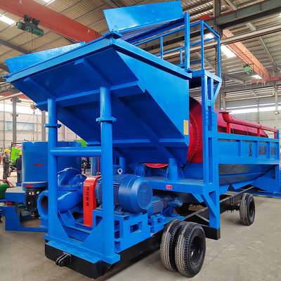 50-500 τόνοι ανά ώρα χωρητικότητα Χρυσό Panning Trommel Machine με Trommel Screen σε κίτρινο
