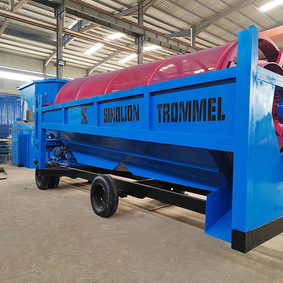 50-500 τόνοι ανά ώρα χωρητικότητα Χρυσό Panning Trommel Machine με Trommel Screen σε κίτρινο